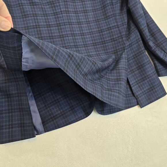 Enzo Tovare Blazer Mens 46R Blue Plaid Wool Sartorial AMF 2 Button Notch Lapel - Picture 7 of 16